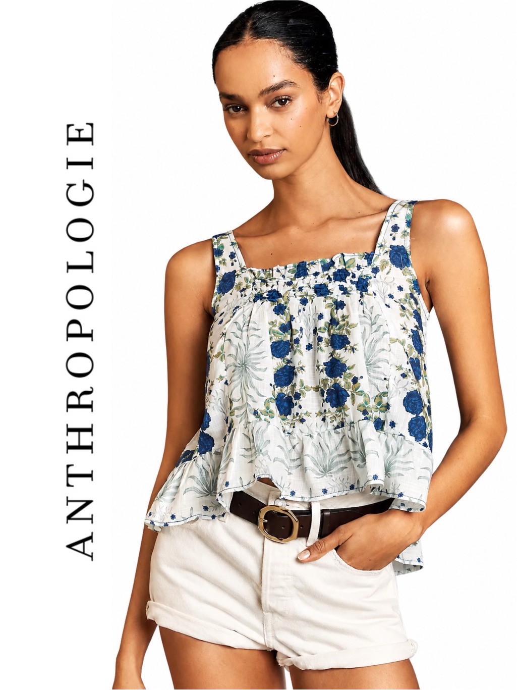 Anthropologie Maeve Mixed Print Swing Tank